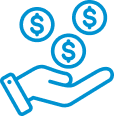 Hand holding coins icon