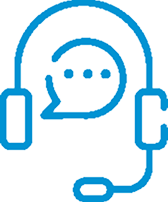 comment and headphones with mouthpiece icon