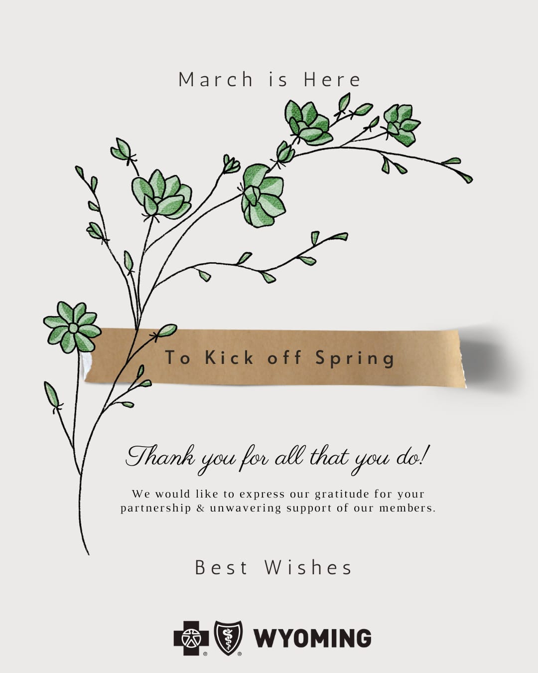 March is here postcard - thanks for all that you do