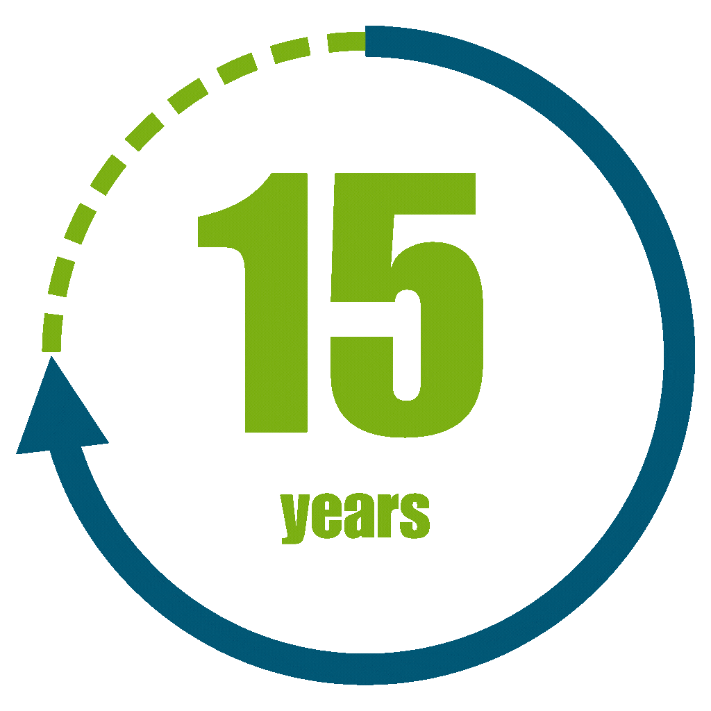 `5 years with rotating arrow graphic